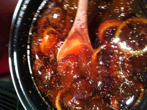 This batch is made from whole figs. Beautiful and jewel-like when they cook down and get transparent. 