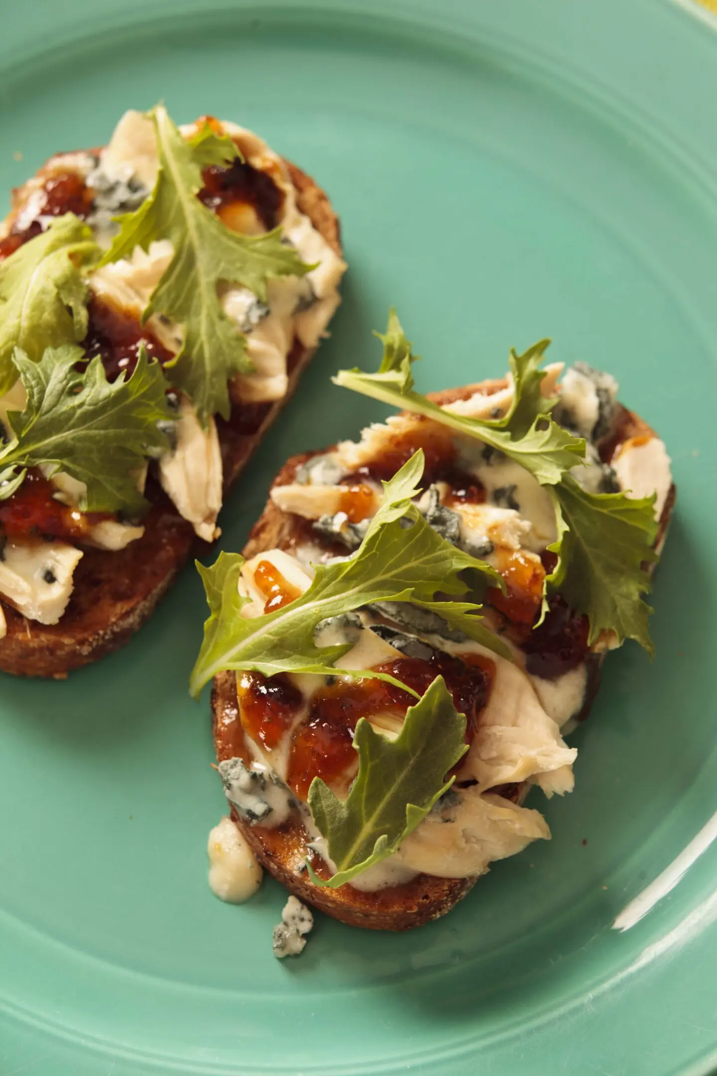 Gourmet toast with greens and cheese
